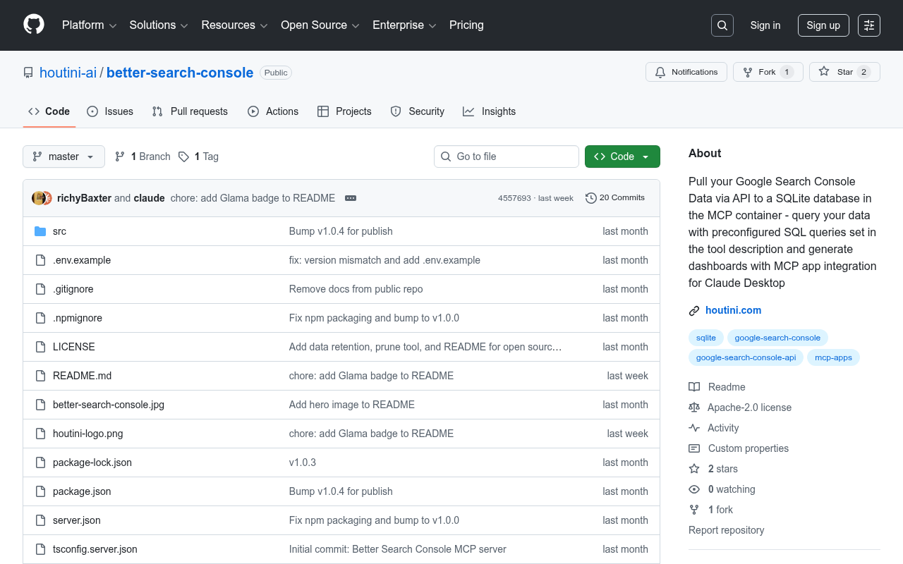 Better Search Console GitHub repository
