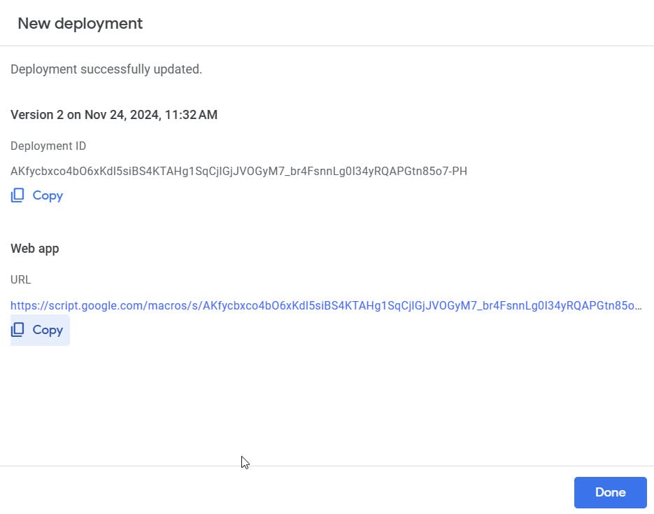 The URL provided is your app URL