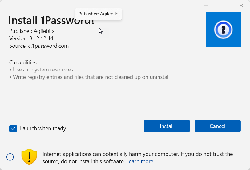 1Password has a windows app that you can download and install after registration