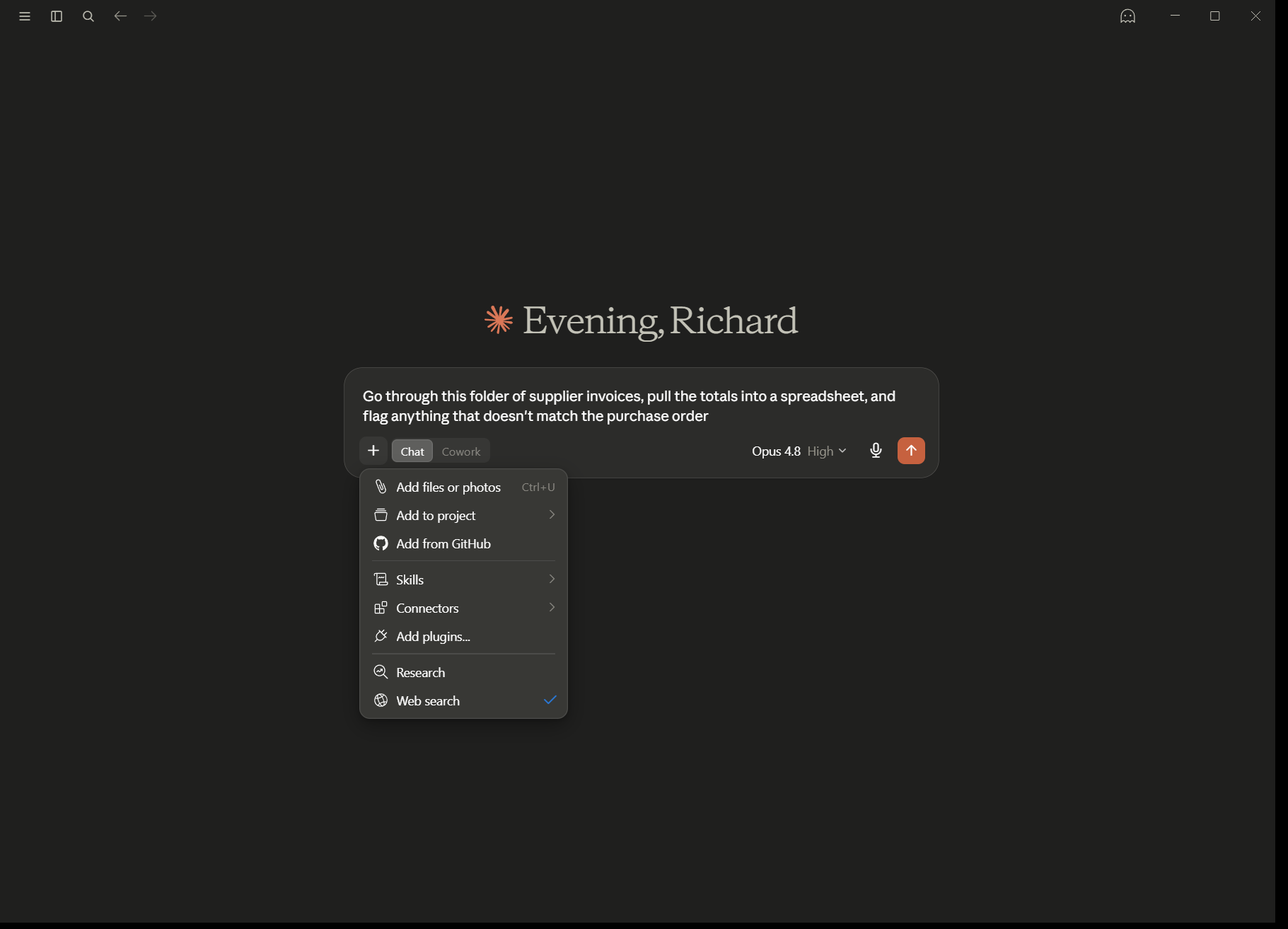 The Claude desktop app tools menu showing Skills, Connectors and plugins - where MCP servers plug in