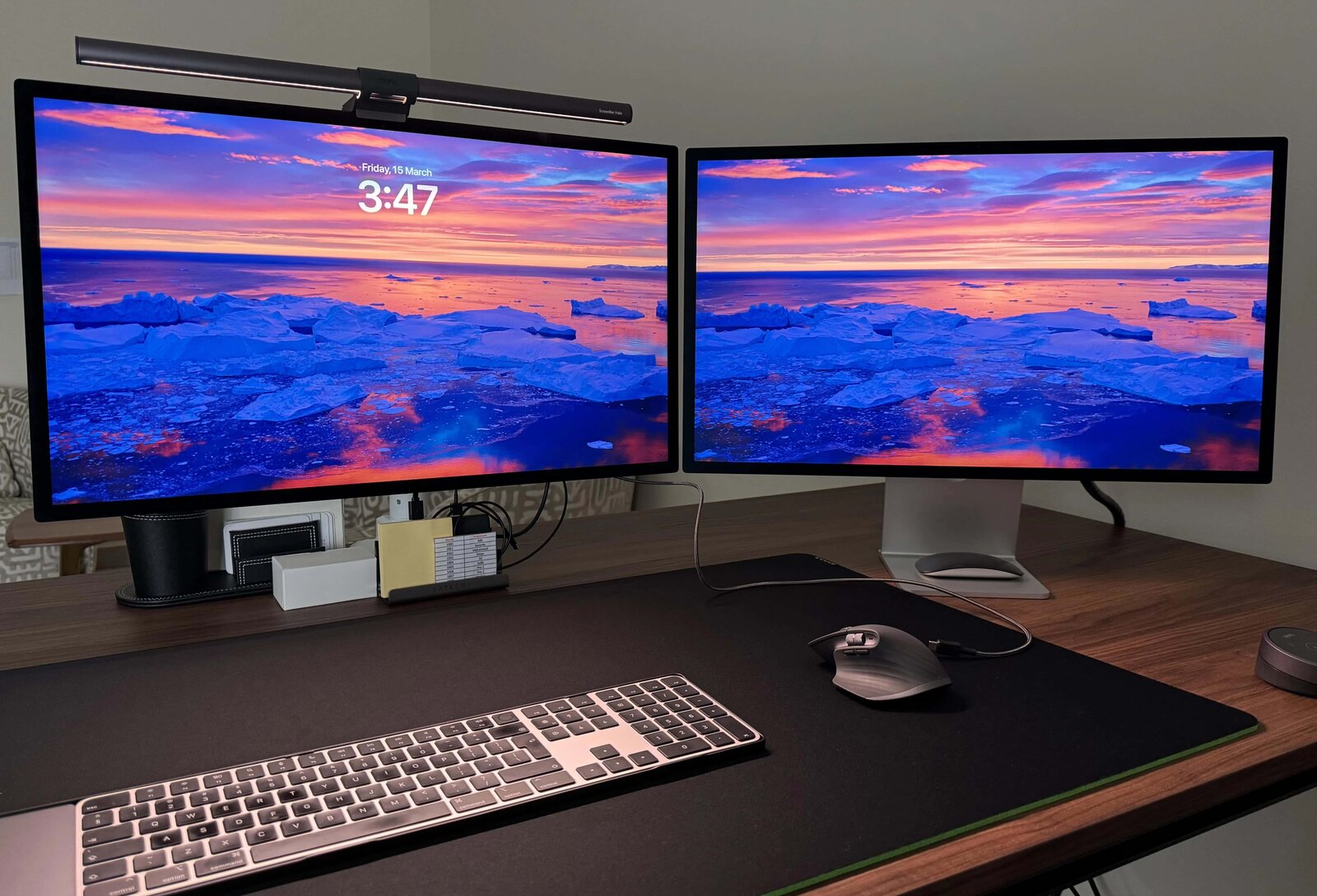 Apple Mac Studio desktop setup on a modern wooden desk