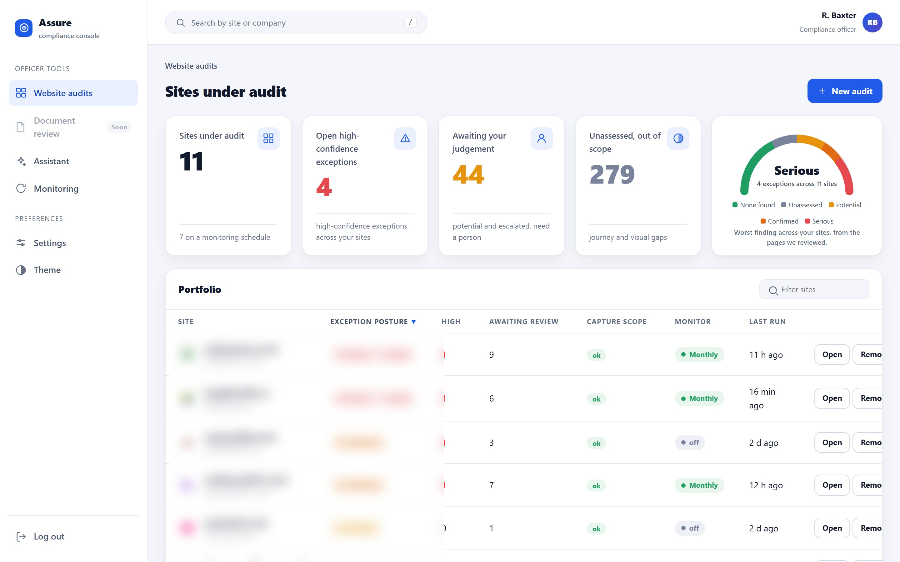 Assure · Compliance Console