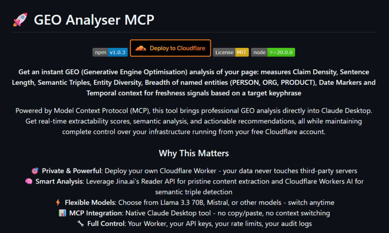 GEO Analyser: Analyse Your Content for Generative Engine Optimisation