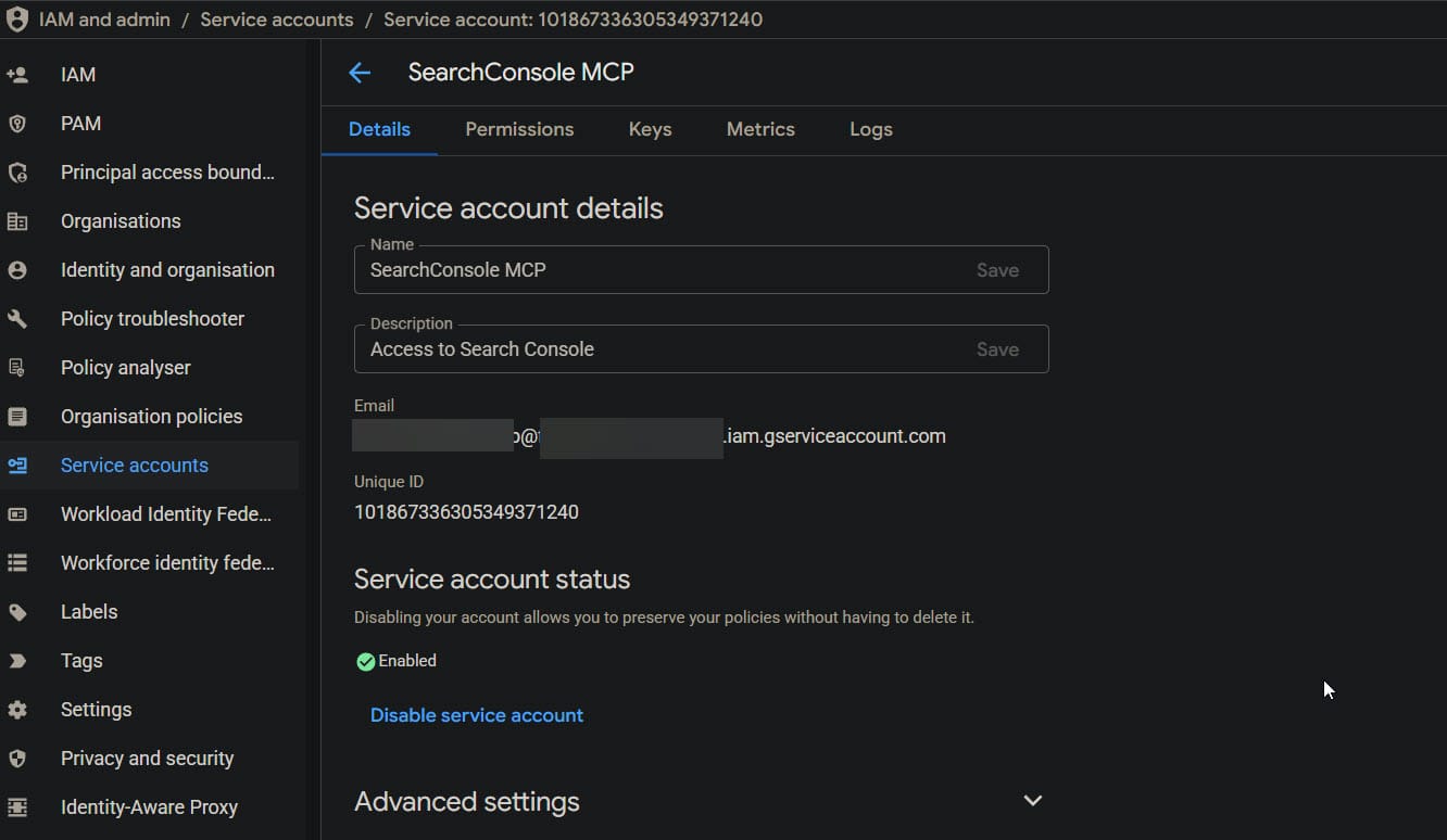 Create Service Account