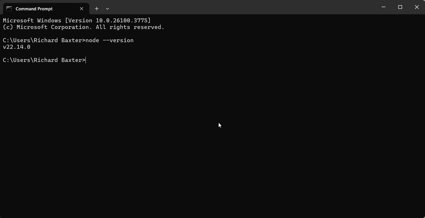 Node version v22.14.0