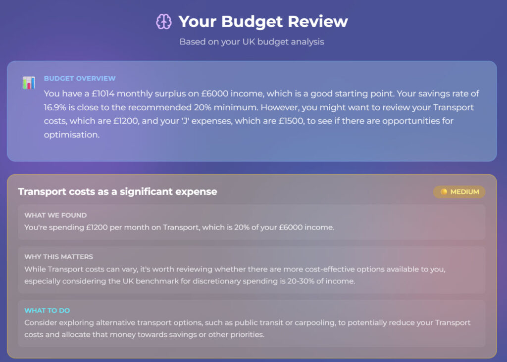 Budget Review output