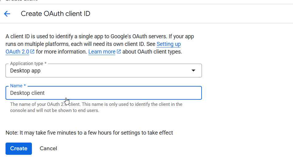 create oauth client 1