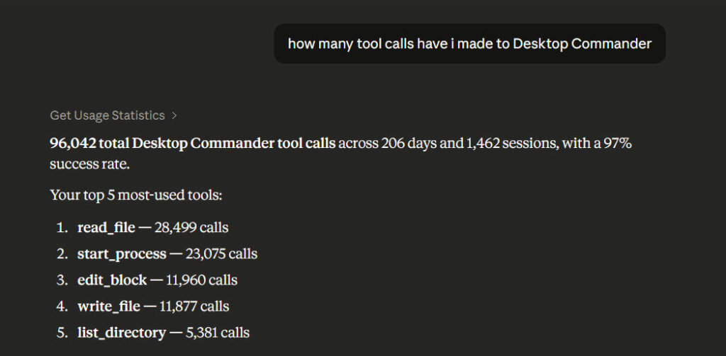 How many tool calls have I made to Desktop Commander?