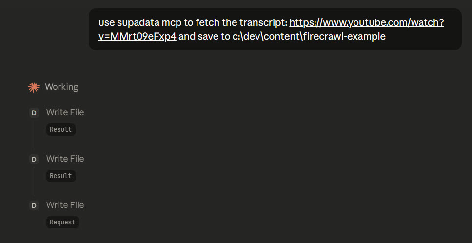 Supadata Transcript Request