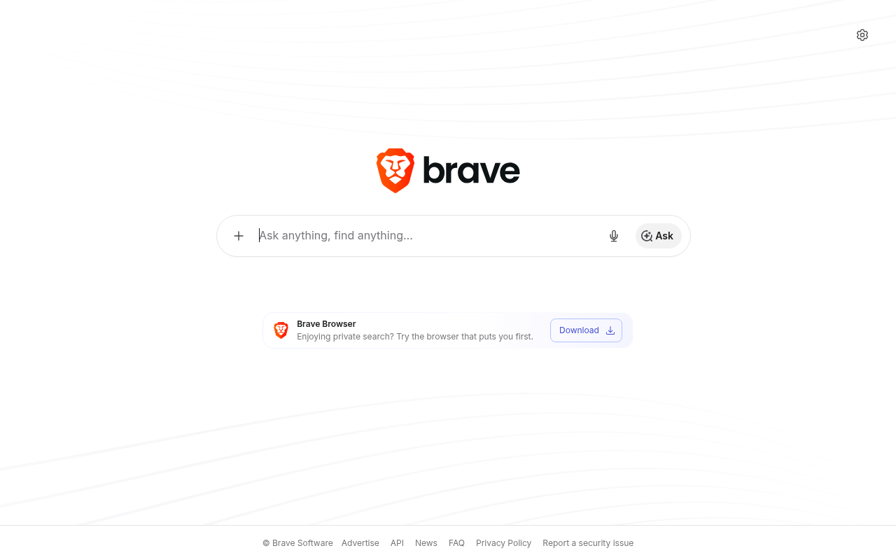 Brave Search homepage
