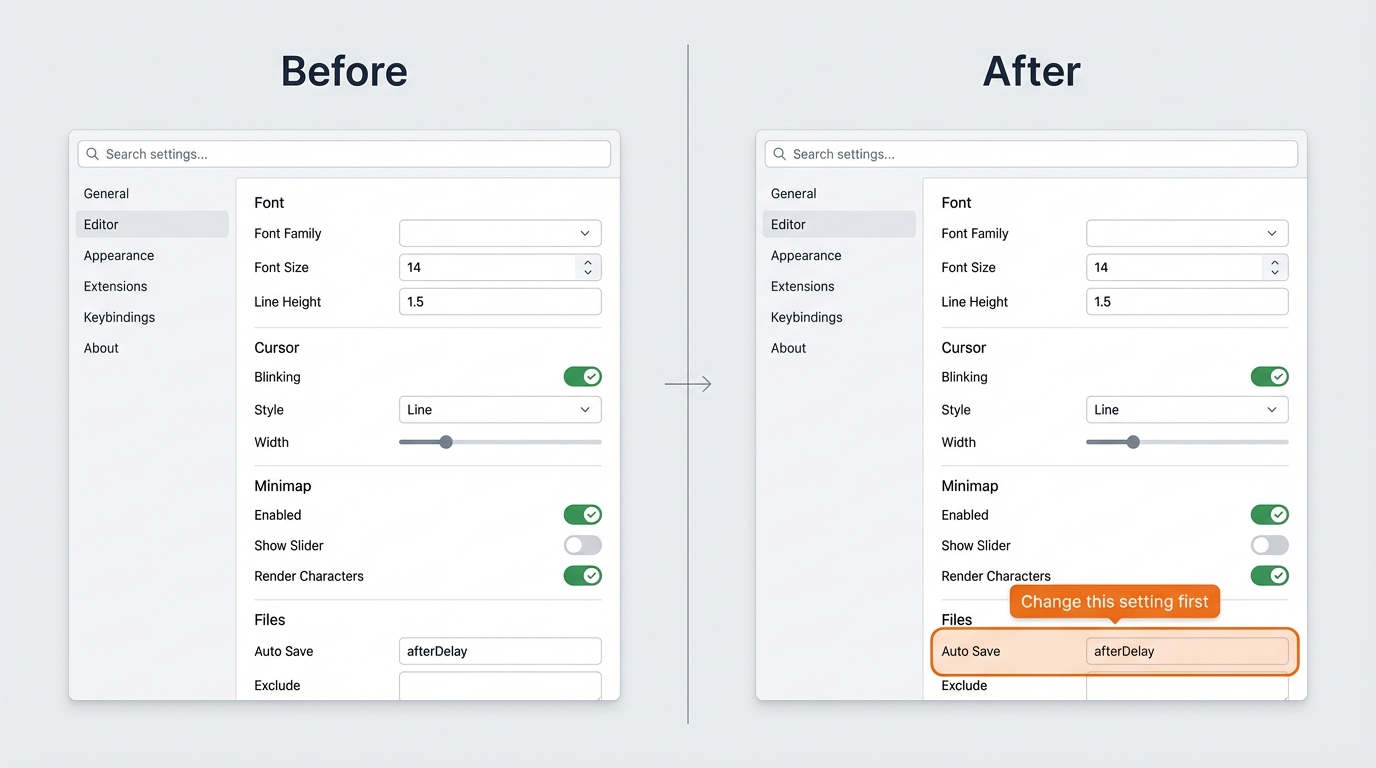 Before and after comparison showing a plain screenshot on the left and the same screenshot with orange annotation callouts added by Gemini on the right
