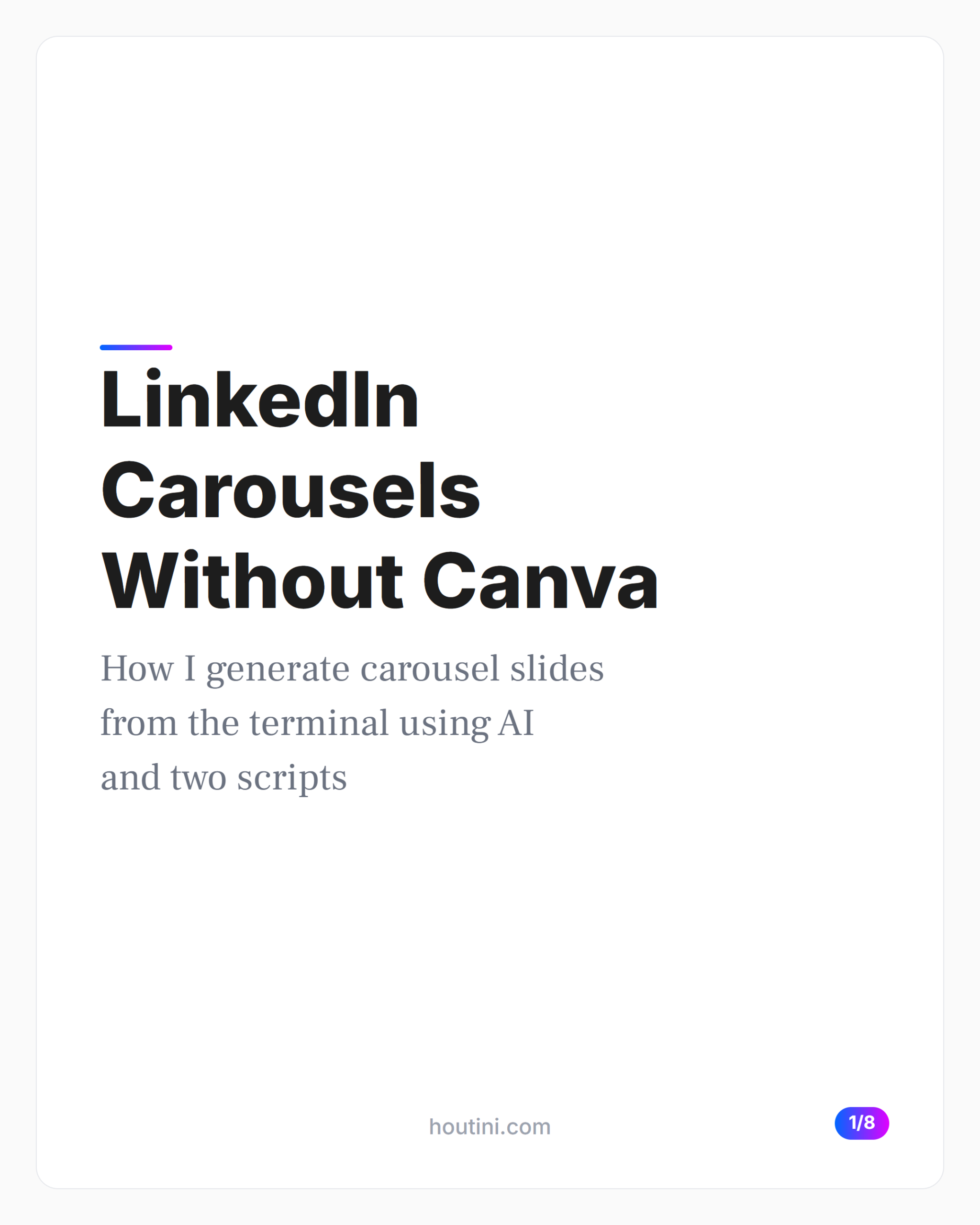 Rendered LinkedIn carousel cover slide showing clean typography and dark theme