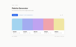 Colour palette generator after Gemini critique - light minimal interface with Copy CSS button