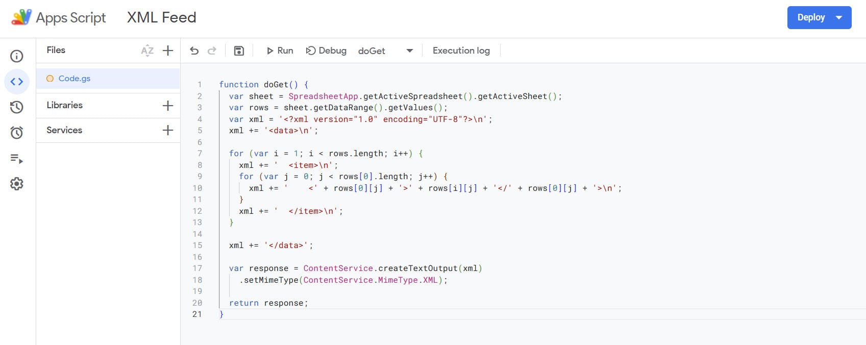 Opening the Apps Script editor in Google Sheets