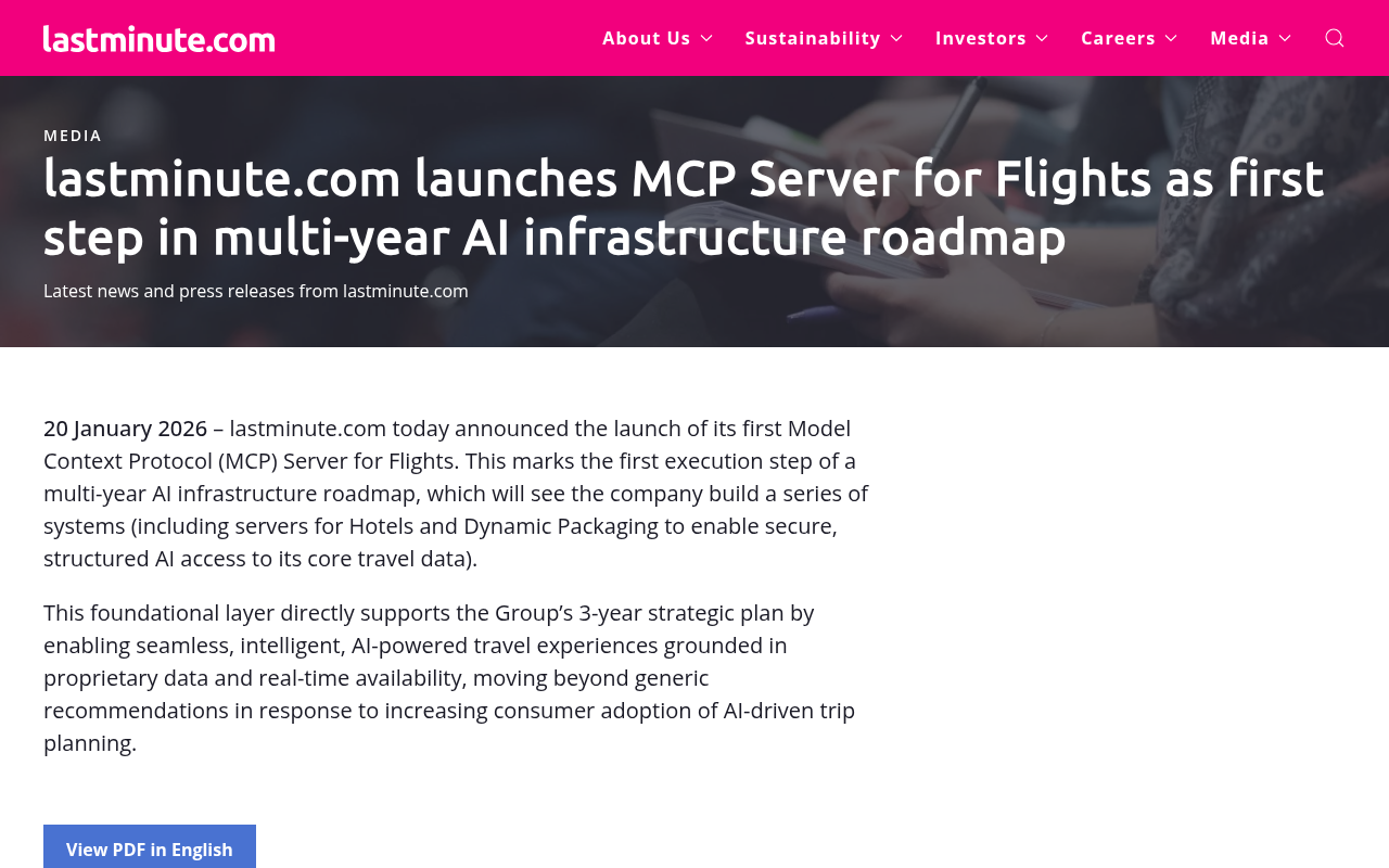 Lastminute.com investor portal announcing the MCP server for Flights