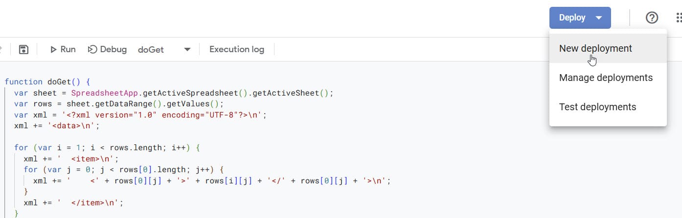 New deployment screen in Google Apps Script